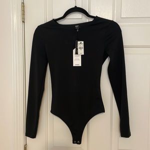 Express black long sleeve thong bodysuit